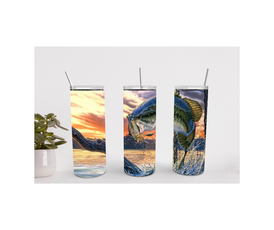 Size Matters Bass Fishing Sublimation Tumbler, 20 or 30 oz Skinny –  HoneybearDesigns